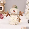 Juldekorationer 605026 cm Big Size Dolls Decoration Short Plush Printe Santa Claus Snowman Doll för trädprydnader Figur Dro Dhxaw