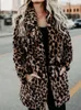 Womens Fur Faux Autumn Leopard Coat Women Long Winter Woman Warm Ladies Jacket Kvinna Plush Teddy Outwear 231017