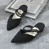 Dress Shoes Pointy Heel Two Wear Waterproof Summer Shallow Mouth Single With Non-slip Sandals Woman Black Heels