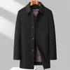 Men's Wool Blends Medium Length 70 Doublesided English Style Fashion with Down Lining Casual Solid Color 90 White Duck Coat 231017