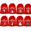 Hediye Sarma Satış 5 PCS Lot Xmas Velvet Çantalar Küçük Şeker Çantası Çekme Çantası Noel Partisi Butik Takı Ambalajı 231018