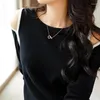 Women's Sweaters Off Shoulder Women Sweater Korean Pullovers Knitwears Tops 2023 Autumn Casual Black Pullover Womens Clothing Pull Femme