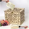 Emballage cadeau Emballage cadeau bricolage mariage carte en bois tirelire cas avec serrure enveloppe rustique signe fête faveur décoration anniversaire su dhgarden dh0gi