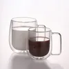 Tasse en verre double couche résistante à la chaleur, tasse à café transparente, grande tasse à ventre minimaliste pour la maison