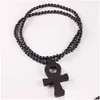 Bon bois pendentif colliers égyptien puissance de vie conception Goodwood en bois perles de charme collier pour femmes mode hommes Dhasr