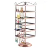 Bolsas de jóias 288 buracos marrom metal display prateleira quadrada giratória brinco colar vitrine rack suporte titular192g