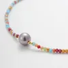 Chaînes de perles de cristal de verre de couleur européenne et américaine, chaîne de clavicule de style bohème, collier pendentif en perles