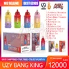 Original UZY Bang King 12000 Puff Descartável E Cigarros 0.8ohm Malha Bobina 23ml Pod Bateria Recarregável Eletrônico Cigs Puff 12K 0% 2% 3% 5% Vape Pen