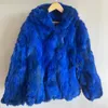 FUR FUR FUA FUAX Naturalny płaszcz królika dla kobiet zimowa kurtka z kapturem moda prawdziwa kobieta w ofercie HT52 231018