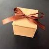 Envoltura de regalo 100 piezas Caja de dulces de regalo marrón blanco a granel con cinta blanca Caja de favor de fiesta Caja de regalo de chocolate de caramelo DIY para cumpleaños de boda 231017