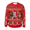 Suéteres masculinos 2023 Mulheres Feio Natal Malha Engraçado Cabeça de Cão Pulôveres Humping Rena Clímax S-6Xl Homens Jumpers Quentes Top