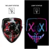 Maschere per feste Maschere per feste Halloween Led Light Up Maschera spaventosa per Festival Costume Cosplay Feste in maschera Carnevale Regalo 2303 Dhgarden Dhw2A