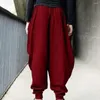 Pantaloni da uomo tinta unita stile retrò Harem pantaloni larghi in vita elastica per uomo streetwear casual