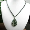 Pendentif en forme de goutte d'agate d'herbe d'eau naturelle, feuille de calcédoine, collier en mousse d'agate et de jade, pendentif DIY, bijoux 292m