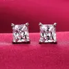 Mens Hip Hop Stud Earrings Jewelry High Quality Fashion square s925 sterling Silver Simulated Diamond Earrings For Men270C