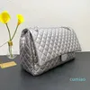 Bolsos acolchados de cuero de caviar con solapa única maxi clásicos Bolsos cruzados de gran capacidad con cadena Matelasse de herrajes plateados/dorados envejecidos de piel de vaca