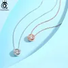 Ciondoli ORSA JEWELS Argento sterling 925 Ciondolo rotondo squisito con zirconi lucidi Collana a catena CZ trasparente per le donne Gioielli da sposa APN18