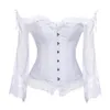 Bridal Corset Tops for Women with Sleeves Style Victorian Retro Burlesque Lace Corset and Bustiers Wedding Vest Fashion White215Z