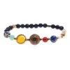 Bracelet de perles en pierre naturelle pour hommes et femmes, univers galaxie, les huit planètes du système solaire, étoile gardienne, cadeau 231c