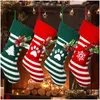 Christmas Decorations 19Inch Dog Paw Snowflake Knitted Stockings Fireplace Hanging Xmas Farmhouse Decor For Tree Ornament Party Holi Dhxwo