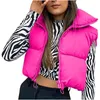 Damesvesten Effen gezwollen vest Dames Opstaande kraag met rits Mouwloos Lichtgewicht gewatteerde cropped top Gewatteerde jassen Winter warme jas