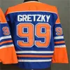 CCM Vintage 99 Wayne Gretzky Jersey Reverse Retro Retire Blue White Black Orange 1979 1988 1996 Hockey Jerseys Uniform Stitched for Men