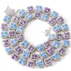 Nuova collana di gioielli moda uomo hip hop di alta qualità 10mm colore quadrato blu viola zircone collana bling chain315k