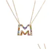 Lettre initiale nom pendentif colliers femmes strass anglais Alphabets collier ras du cou couleur or nouveau Design Fashi Dh1No