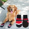 Hundebekleidung 4 Stück wasserdichte Winter-Haustierschuhe Anti-Rutsch-Schneestiefel Protector Warm Reflektierend für mittelgroße große Hunde Labrador Husky