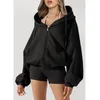 Kvinnors hoodies Autumn Zipper Winter Hooded Sweatshirt With Pocket Women Women Drawstring Long Sleeve Sport Coat