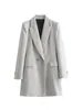 Ternos femininos 2023 outono longo blazers terno casacos casual sólido duplo breasted feminino elegante rua blazer outerwear roupas