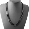 Chains 15mm Wide Strong Men Cuban Curb Link Chain High Polished Black Color 316L Stainless Steel Bracelet Or Necklace Jewelry