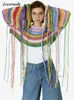 Kvinnors stickor Tees Kvinnor Rainbow Tassels Weaving Tree