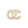 18K chapado en oro encanto marca broche doble letra diseñador de lujo Pin de alta calidad para mujeres hombres broches de perlas regalo de fiesta de boda joyería 20 estilo