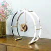 Horloge de table espagnole simple et moderne haut de gamme, design unique, aiguilles en noyer noir, anneau en acier inoxydable, décoration artistique en laiton