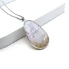 Pendentif Colliers Pierre Naturelle Forme Irrégulière Collier Argent Couleur Wrap Bijoux De Guérison En Acier Inoxydable Hommes