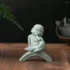 Decoratieve beeldjes Zen Bonsai Garden Accessoire ornamenten zandstenen ambachten sculptuur schattig mini monnik beeldje baby boeddha standbeeld