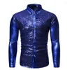 Chemises décontractées pour hommes Paillettes rouges Nightclub Robe Chemise Tuxedo 2023 Brillant Glitter Hommes Slim Fit Camisas Hombre Party Mariage