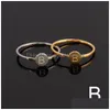 Anneaux de mariage Anneaux de mariage Engagement pour couple Bijoux en acier inoxydable Mens Lettre Bague Initiales Nom Alphabet Femme Party Fashion Dhtei