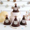 Chapeaux de fête anniversaire ours de café marron chapeau heureux 1er 2e 3e année bébé douche décoration approvisionnement 231017