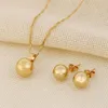 Ball Pendant Necklace Ball Earrings Jewelry SET Fine 24K Real Yellow Solid Gold GF Women Party Jewelry Gifts joias ouro mujer277b