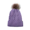 Beanie/Skull Caps Wholesale Custom Logo Knit Bobble For Women Rib Faux Fur Pom Beanie Hat med Pompom DF299 Drop Delivery Fashion AC DHZ7B