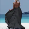 Casual Dresses Summer Dress 20230 Women Boho Maxi Solid Sleeveless Long Backless Evening Party Beach Sukienki Damskie Eleganckie