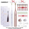 Diş Fırını Candor CD5168 Sonic Electric şarj edilebilir IPX8 Su Geçirmez 15 Mod USB Şarj Cihazı Değiştirme Kafaları Set 231017