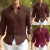Męskie koszule 2023 Bawełniana lniana bluzka Bluzka luźne topy z długim rękawem