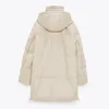 Femmes Down Parkas Malina Woded Women Women Fashion Beige Pu En cuir M manteins côté zipper Split Long Coton Vestes Medies 231017