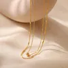 Choker CCGOOD Layered Necklace Thin Double Chain Necklaces Gold 18 K Plated Metal Texture Minimalist Jewelry For Women