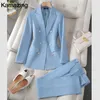 Women's Two Piece Pants Office Lady Formal Occasion Blazer Suit Women Elegant Business Pantsuit Slim Solid Jacket Pocket Trouser 2 Sets