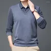Suéter masculino outono e inverno tricô duas peças falsas camisetas slim fit lapela suéter masculino roupas base jaqueta camisa gola tendência