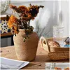 Vaser Wicker Basket Rattan Hanging Flower Pot Flower Storage Vase Rustic Woven Pot Drop Delivery Home Garden DH2R5